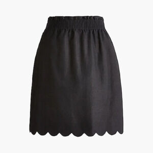 Scalloped linen-cotton skirt 